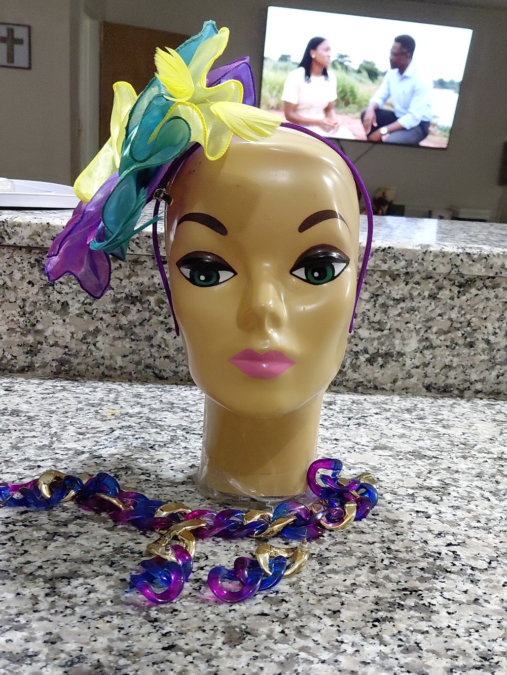 Multicolor Floral Fascinator Headband - Women Accessories With Necklace Set